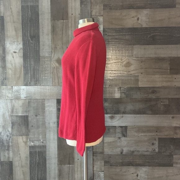 Croft & Barrow red turtleneck sweater medium classic preppy holiday party fall - Picture 7 of 11